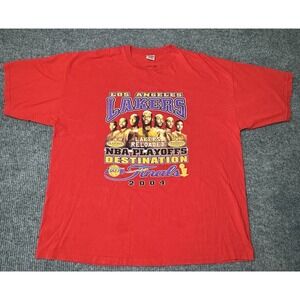 Vintage Y2K Rare Red 2004 Los‎ Angeles Lakers NBA Playoffs TND T-Shirt Size 3XL